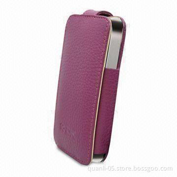 Case for iPhone 4, with Magnetic Button Inside, Made of Leather or PU